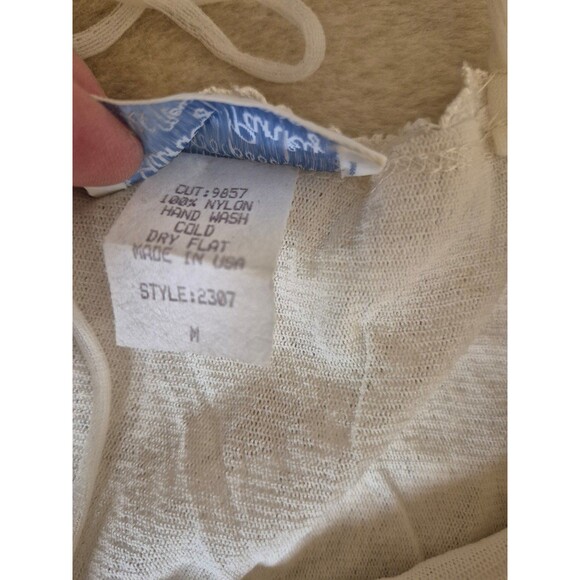 Hanky Panky VTG Slip Dress Night Gown Lace Mesh Layered Empire Dress Cream Sz M - Picture 6 of 6